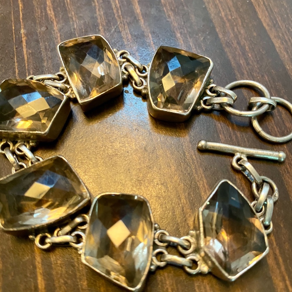SMOKY TOPAZ AND STERLING SILVER BRACELET